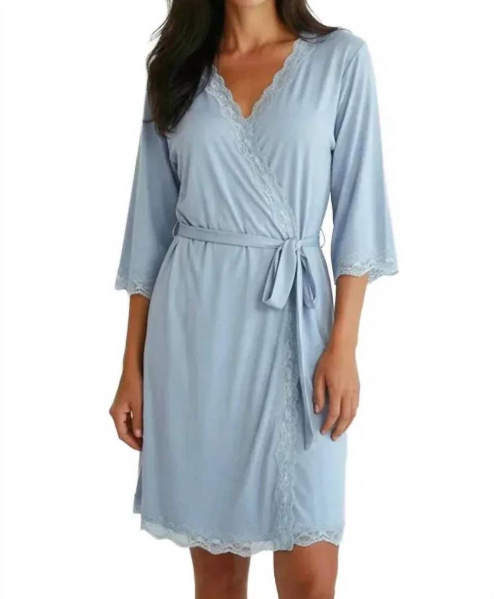 NEW TWELVE EIGHTY EIGHT leslie three quarter sleeve robe in chambray